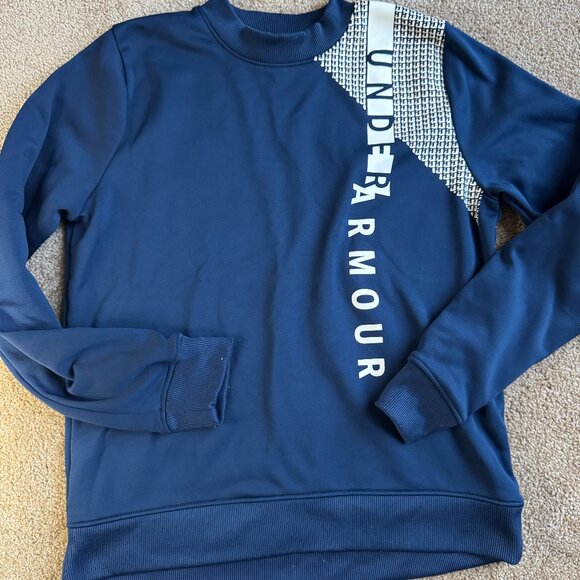 Under Armour Tops - Under Armour Dark Blue and White Signature Sweatshirt Cold Gear